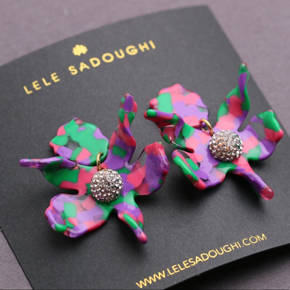 Lele Sadoughi Small Crystal Lily Earrings